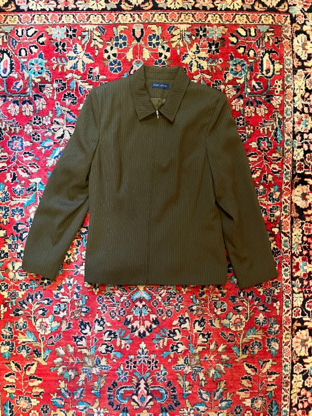 Tailored Vintage Karen Scott Pinstripe Dark Green Jacket